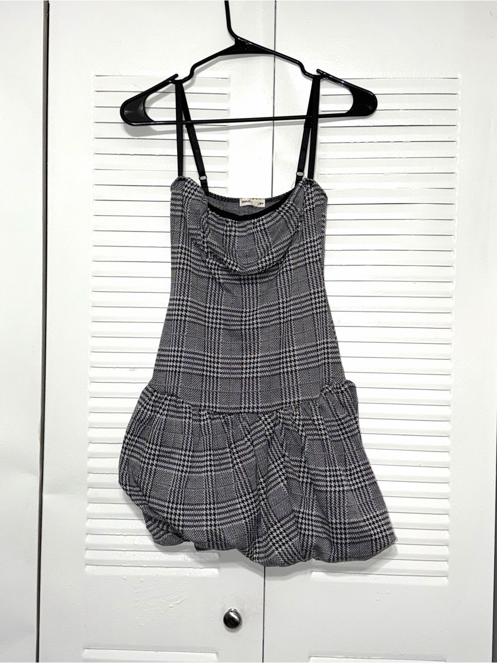 Y2K Dark Coquette Whimsigoth Houndstooth Plaid Bubble Hem Dress size Small